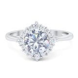 Vintage Style Round Moissanite Halo Ring 925 Sterling Silver