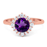 Art Deco Round Natural Stone Halo Ring