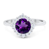 Art Deco Round Natural Stone Halo Ring