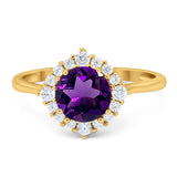 Art Deco Round Natural Stone Halo Ring