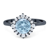 Art Deco Round Natural Stone Halo Ring