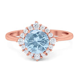 Art Deco Round Natural Stone Halo Ring