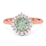 Art Deco Round Natural Stone Halo Ring