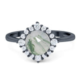 Art Deco Round Natural Stone Halo Ring
