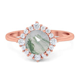 Art Deco Round Natural Stone Halo Ring