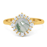 Art Deco Round Natural Stone Halo Ring
