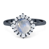 Art Deco Round Natural Stone Halo Ring