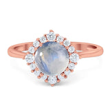 Art Deco Round Natural Stone Halo Ring