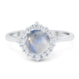 Art Deco Round Natural Stone Halo Ring