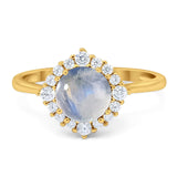 Art Deco Round Natural Stone Halo Ring