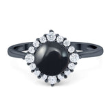 Art Deco Round Natural Stone Halo Ring