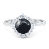 Art Deco Round Natural Stone Halo Ring