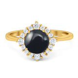 Art Deco Round Natural Stone Halo Ring