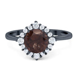 Art Deco Round Natural Stone Halo Ring
