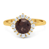 Art Deco Round Natural Stone Halo Ring