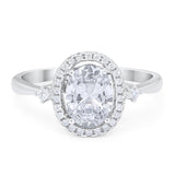 Art Deco Oval Moissanite Halo Wedding Ring 925 Sterling Silver
