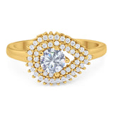 Round Natural Stone Wedding Ring
