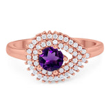 Round Natural Stone Wedding Ring