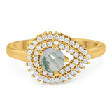 Round Natural Stone Wedding Ring