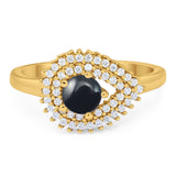 Round Natural Stone Wedding Ring