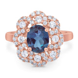 Vintage Style Oval Natural Stone Floral Ring