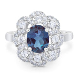 Vintage Style Oval Natural Stone Floral Ring