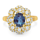 Vintage Style Oval Natural Stone Floral Ring