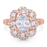 Vintage Style Oval Natural Stone Floral Ring