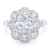 Vintage Style Oval Moissanite Flower Ring 925 Sterling Silver