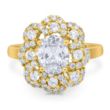 Vintage Style Oval Natural Stone Floral Ring