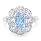 Vintage Style Oval Natural Stone Floral Ring