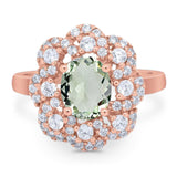 Vintage Style Oval Natural Stone Floral Ring