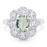 Vintage Style Oval Natural Stone Floral Ring