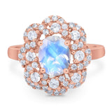 Vintage Style Oval Natural Stone Floral Ring