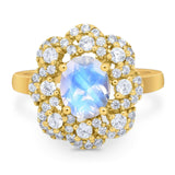 Vintage Style Oval Natural Stone Floral Ring