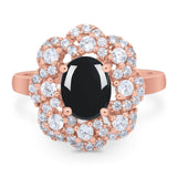 Vintage Style Oval Natural Stone Floral Ring