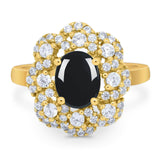 Vintage Style Oval Natural Stone Floral Ring