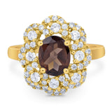 Vintage Style Oval Natural Stone Floral Ring