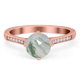 Art Deco Round Natural Stone Wedding Ring