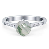 Art Deco Round Natural Stone Wedding Ring