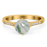 Art Deco Round Natural Stone Wedding Ring