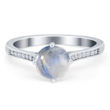 Art Deco Round Natural Stone Wedding Ring