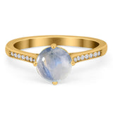 Art Deco Round Natural Stone Wedding Ring