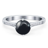 Art Deco Round Natural Stone Wedding Ring