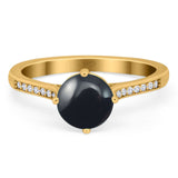 Art Deco Round Natural Stone Wedding Ring