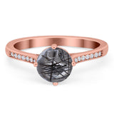 Art Deco Round Natural Stone Wedding Ring