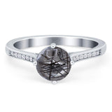 Art Deco Round Natural Stone Wedding Ring