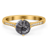 Art Deco Round Natural Stone Wedding Ring