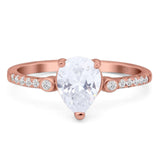 Pear Teardrop Natural Stone Wedding Ring