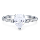 Vintage Style Pear Teardrop Moissanite Wedding Ring 925 Sterling Silver